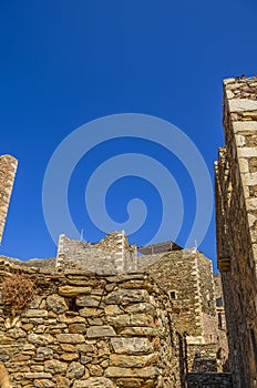 Architectural and old historical towers dominating the area at the famous Vathia village in the Laconian Mani peninsula. Laconia,