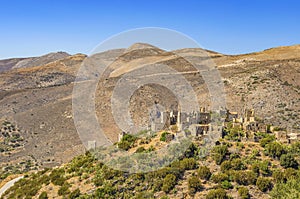 Architectural and old historical towers dominating the area at the famous Vathia village in the Laconian Mani peninsula. Laconia,