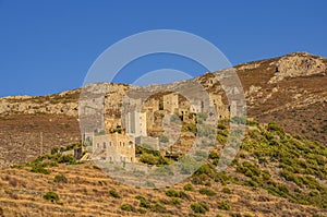 Architectural and old historical towers dominating the area at the famous Vathia village in the Laconian Mani peninsula. Laconia,