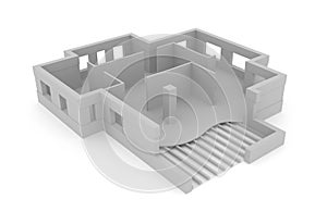 Architectural plan concept in 3D