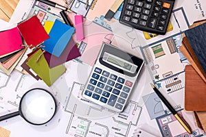 Architectural plan of the house with patterns