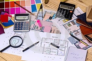 Architectural plan of the house with patterns of colors