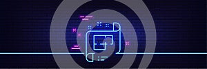 Architectural plan line icon. Technical project sign. Neon light glow effect. Vector