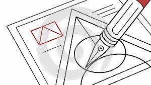 Architectural plan with pen technical drawing vector design Generative AI