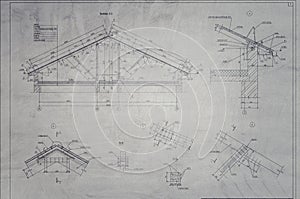 Architectural plan,technical project drawing . Mixed media