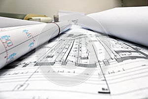 Architectural plans drawings bulding photo