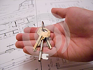 Architectural plans with keys