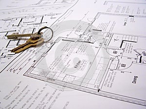 Architectural plans with keys