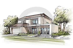 Architectural project exclusive detached house.. sketch of house