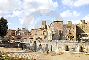 Architectural Ruins of The Forum of Augustus (Foro di Augusto) in Rome, Italy.