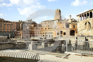 Architectural Ruins of The Forum of Augustus (Foro di Augusto) in Rome, Italy.