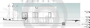 Architectural sectional elevation design illustration