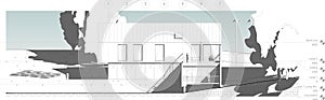 Architectural sectional elevation design illustration