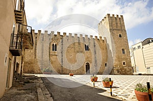 Architectural Sights of The Castle of the Counts of Modica in Alcamo, Trapani Province, Sicily, Italy.