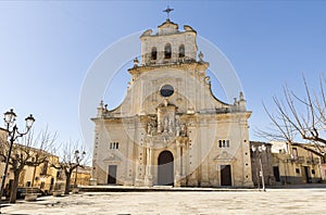 Architectural Sights of St. Sebastiano Church in Ferla, Province of Syracuse, Italy.