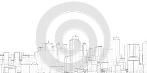 Architectural sketch.City skyscrapers .Big cities cityscapes and buildings .Illustration