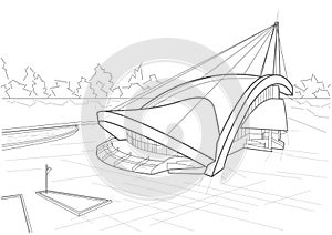 Architectural sketch concert hall building