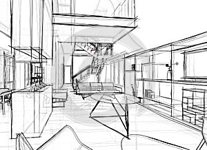 Architectural sketch drawing photo