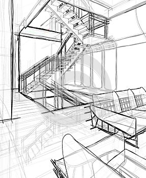 Architectural sketch drawing photo