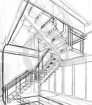 Architectural sketch drawing photo