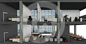 Architectural sketch drawing building model