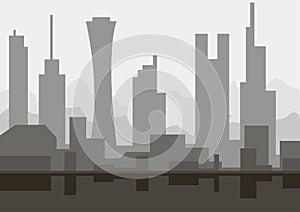 Architectural sketch silhouette abstract city skyline