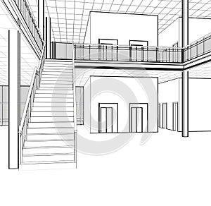 Architectural sketch stairs photo