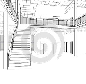 Architectural sketch stairs photo