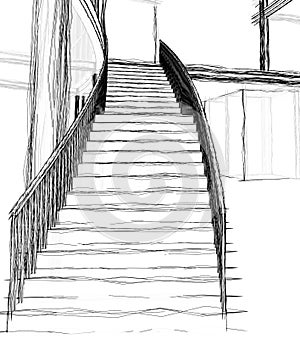 Architectural sketch stairs