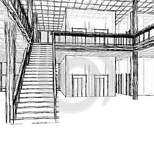 Architectural sketch stairs