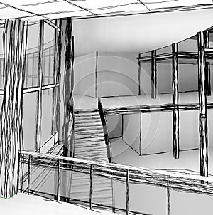 Architectural sketch stairs