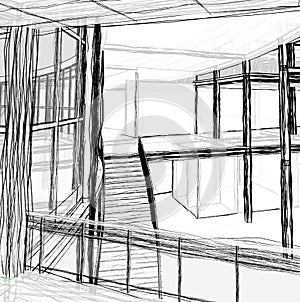 Architectural sketch stairs
