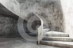 An architectural structure featuring a modern, minimalist concrete staircase