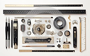 Architectural Tools Set on White Background.
