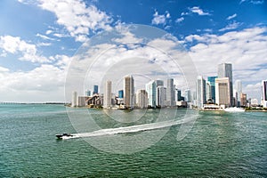 Architecturally impressive high rise towers. Skyscrapers and azure ocean water. Must see attractions. Miami waterfront