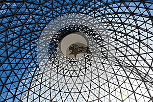 Architecturally lattice geometric steel construction roof