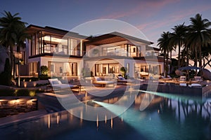 Architecturally-stunning Luxury exterior villa. Generate Ai