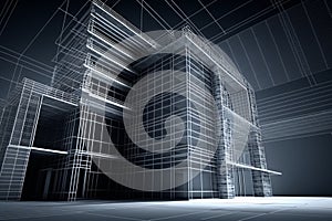 Architecture abstract blueprint wireframe render Generative AI