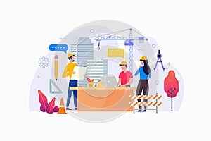 Architecture Agency Vector Illustration Concept Showing architect and Draftman