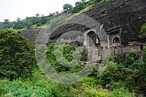 Architecture of Ajanta caves in Aurangabad, India