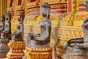 The Architecture and Ancient Buddha image and Sculpture Detail of Hor Pha keo Museum.Haw Pha Kaew Museum in Vientiane, Laos