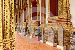 The Architecture and Ancient Buddha image and Sculpture Detail of Hor Pha keo Museum.Haw Pha Kaew Museum in Vientiane, Laos