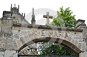 Architecture of ancient Catholic church in the neo-Gothic style