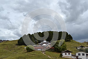 The architecture around Tibetan Temple Kirti/Kerti Gompa with