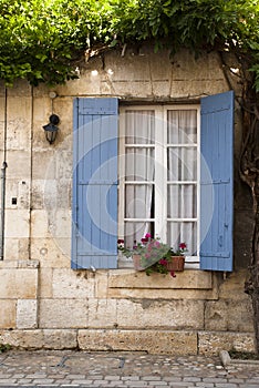 Architecture blue shutter Saint Jean de Cole