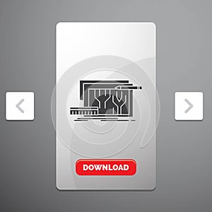 Architecture, blueprint, circuit, design, engineering Glyph Icon in Carousal Pagination Slider Design & Red Download Button
