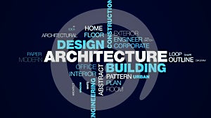 Architecture building design construction structure technology blueprint business city engineering concept animated word