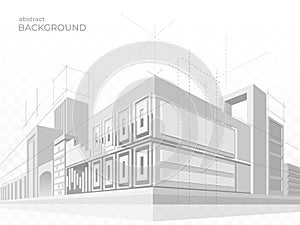 Architecture buildings. Abstract city blueprint. Outline sketch architect plan. Perspective of architectural project