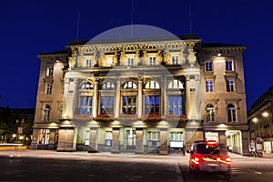 Architecture of Bundesplatz in Bern at night photo