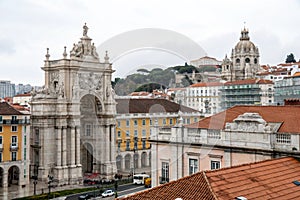 Architecture in Center of Lisbon, Arch, Culture, History, Portugal. This is the Roof of Ancient Architecture in Center of Lisbon, photo